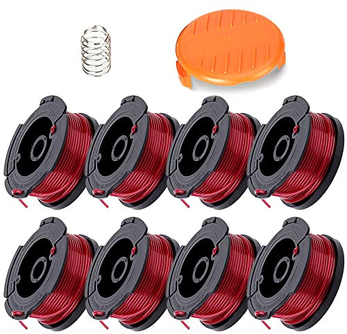 Bekasa Rasentrimmerspule für Black Decker, AF-100-3ZP & A6481 Ersatzspule mit automatischer Vorspeisung, Ersatzspule für GL280, GLC2500 Serie, Schnurschneider, Spulen mit Kappe und Feder (6)