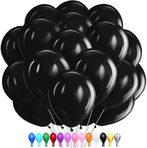 LUKIUP Schwarz Luftballon, 100 Stück 12 Zoll Schwarze Latex Ballons, Schwarze Partydekoration Geeignet für Geburtstage Halloween Valentinstag Graduierung Kommunion Thema Party