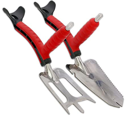 Roamwild Multi-Digger Dual Grip Garden Hand Trowel & Hand Fork Combo Gift Set