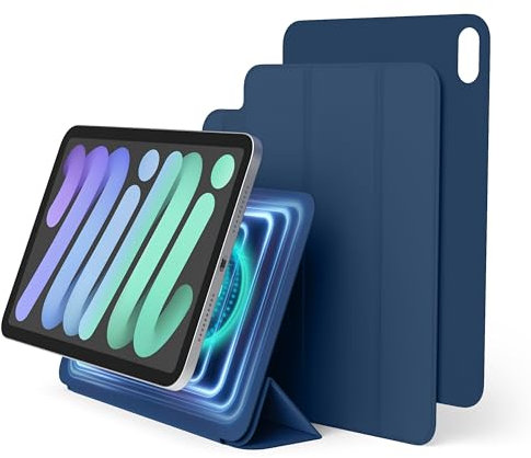 elago Funda Folio Magnética Compatible con iPad Mini 8,3 Pulgadas 6ª Generación - La Placa Trasera se Puede Acoplar a Materiales Metálicos, Compatible con Apple Pencil (Azul)