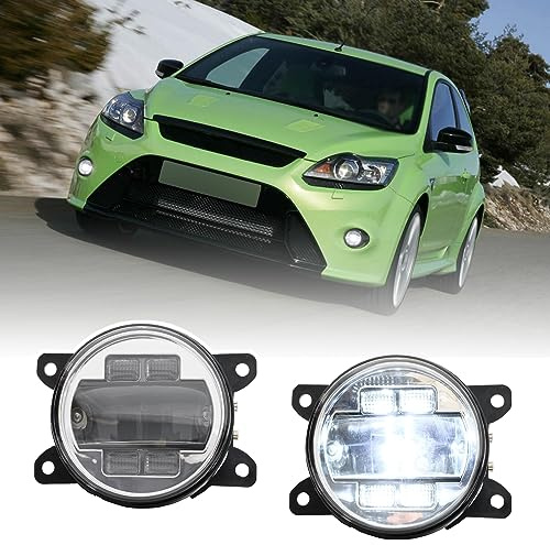 njssjd LED Nebelscheinwerfer mit Blinker DRL für F.ord Focus II RS III, F.ord F.iesta V VI, C-Max II S-Max, F.ord Transit Mk7 Mk8 Nebelscheinwerfer Frontstoßstange (Klarlinse)