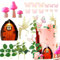 JeVenis Pink Mushroom House Rose Pilz Haus Tortendeko Garten Feen Partybedarf und Partygeschenke