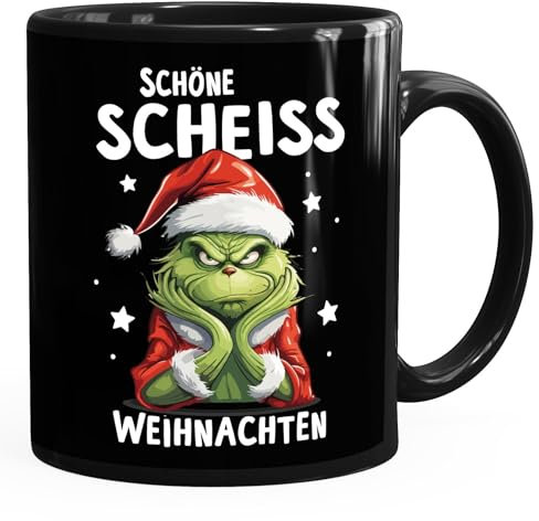 MoonWorks® Grinch Tasse Anti Weihnachten Spruch Ironie Sarkasmus lustige Weihnachtsbecher Geschenke für Weihnachtsmuffel Spruch 3 schwarz standard