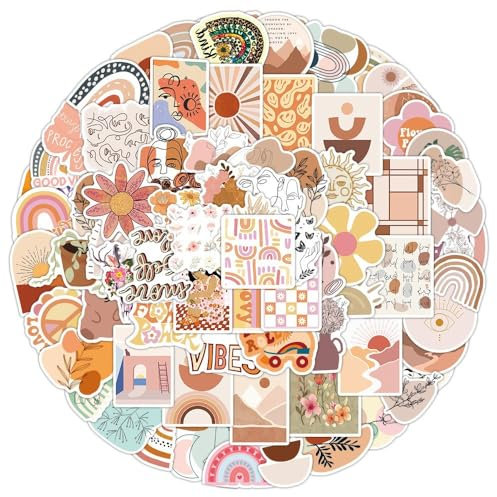 100 PCS Bohemio Pegatinas para el ordenador portátil, teléfono móvil, botella de agua, monopatín, equipaje, guitarra, lindo y hermoso Vinilo Pegatinas, Scrapbooking Pegatinas