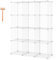 Multigot 12 Cube Wire Storage Shelves, Multifunctional DIY Interlocking Frame Wardrobe Closet Cabinet Rack, Books Clothes Display Organiser Unit for Livingroom Bedroom (White, 110x37x145cm)