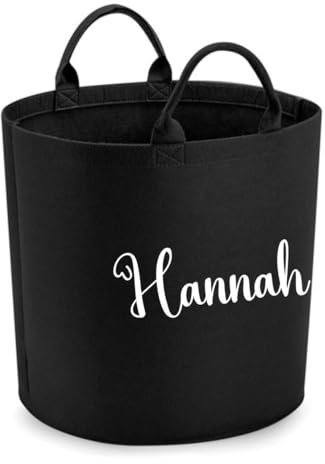 minimutz Aufbewahrungskorb Filz Kinderzimmer - Persopnalisiert mit Name - Filzkorb Kinder Spielzeugbox Wäschekorb - (schwarz) M (40x40 cm)