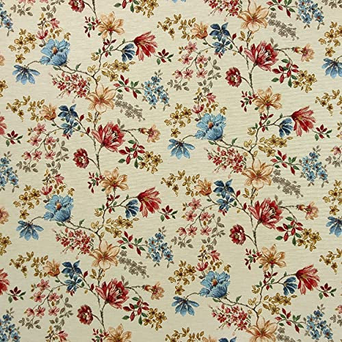Panini Tessuti, Gobelin Stoff mit bunten Blumen, Meterware, feste Breite 140 cm; 1 Menge = 50 cm; 2 Stück = 100 cm – Möbel, Stühle, Sofas, DIY