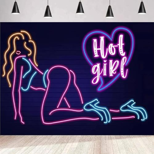 Fotografie Hintergrund Neon Hot Girl Banner Pole Dance Thema Für Junggesellenabschied Geburtstagsparty Wand Poster Dekor