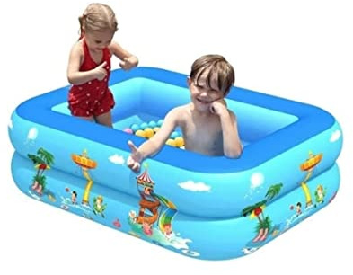 Piscine Gonflable Portable Piscine Gonflable Rectangulaire Hors Sol 2 Anneaux Pataugeoire Jardin 120 X 85 35 Cm Jardin Pelouse Extérieur