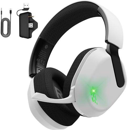 Gvyugke Gaming Headset mit Mikrofon für Xbox Series X|S, Xbox One, PS5, PC | 2.4GHz & Bluetooth 5.4 & 3.5 mm Wired, Surround Sound, niedrige Latenz (≤20ms), Flip-to-Mute Funktion, 60H Akku, LED-Licht