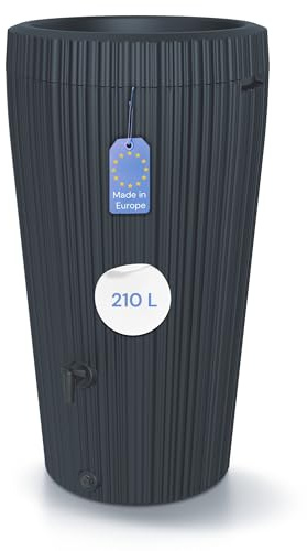YourCasa Regentonne 210 Liter [EcoVase] mit Wasserhahn - Bepflanzbar - Regenfass Frostsicher Kunststoff - Regenwassertonne - Regenwassertank Garten Wassertank Regensammler (Anthrazit)
