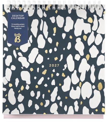 Busy B – Calendrier de bureau 2027 – Motif Animalier Charbon
