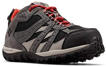 Columbia Redmond WP, Scarpe da trekking basse Unisex - bambini e ragazzi, Black/Flame Youth, 32 EU