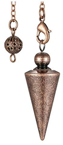 JSDDE Schmuck kupfer Pendel Spitzkegel Pendulum Anhänger mit Kette Esoterik Radiästhesie Spitze Pendel für Reiki Heilung Energietherapie Dowsing Scrying Balance Armband (Bronze)