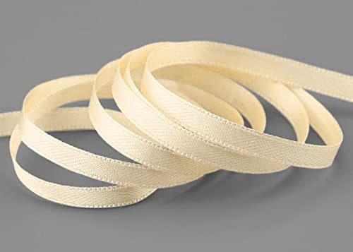 finemark 50 m x 6 mm Satinband Creme Ivory (104) doppelseitiges Schleifenband aus Satin ohne Draht weich und glänzend Geschenkband Deko Band Double face Dekoband Dekorieren Kordel Basteln