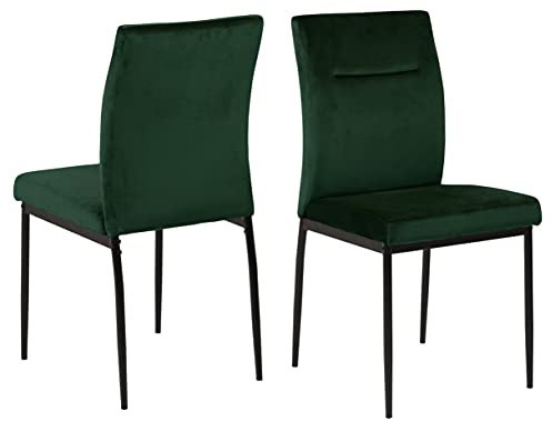 AC Design Furniture Dani Esszimmerstühle, H: 90,5 x B: 45 x T: 55 cm, Dunkelgrün/Schwarz, Stoff/Metall, 2 Stk.