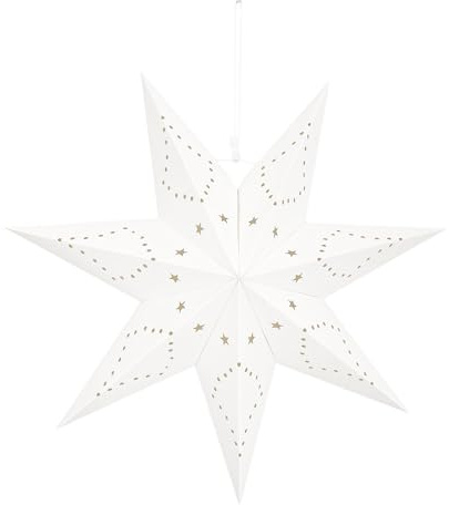 Pantalla de lámpara de papel con forma de estrella, perfecta para bodas, Navidad, vacaciones, cumpleaños, celebraciones y decoración del hogar (B, blanco)