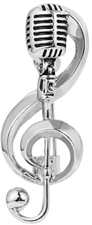 Lucky angel Strass Musique Logo Broche Note de Musique Microphone Broche en métal Chanteur Concert Bijoux de Luxe Dames Hommes Accessoires Bijoux