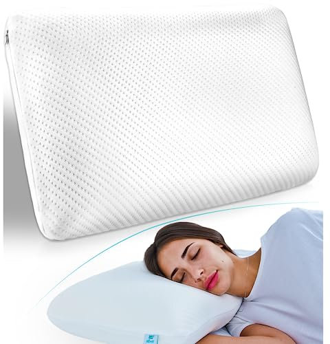 pillowLY Kontur Memory Foam Kopfkissen orthopädisch, Nacken- & Schulterschmerzlinderung - hypoallergenes orthopädisches Nackenkissen geeignet für Seiten-, Rücken- und Bauchschläfer… (Kontur)
