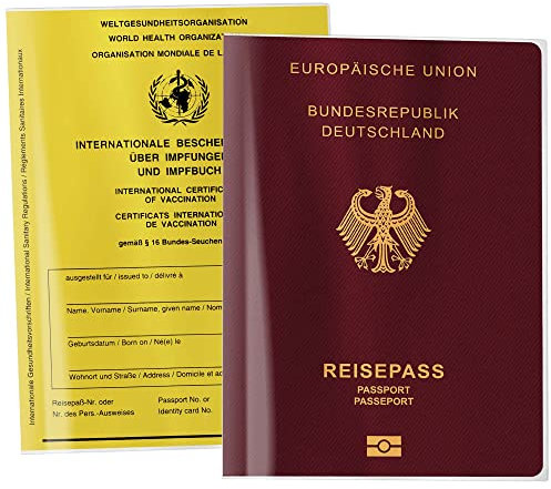 OLGS Impfpass/Reisepass Hülle transparent | Schutzhülle für NEUEN Impfausweis & Reisepass 100x137mm | Impfpasshülle, Reisepasshülle für Kinder und Erwachsene – MADE IN GERMANY (Blanko 2 Stk.)