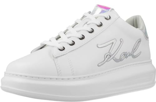 KARL LAGERFELD Kapri Signia Lace Lthr Sneaker Damen Weiss/Silbern - 40 - Sneaker Low Shoes