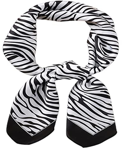 FAIRYGATE Satin Bandana Women Scarf Neck Head Hair Square Scarves Neckerchief Headwear Fashion Paisley Bandanas black and white