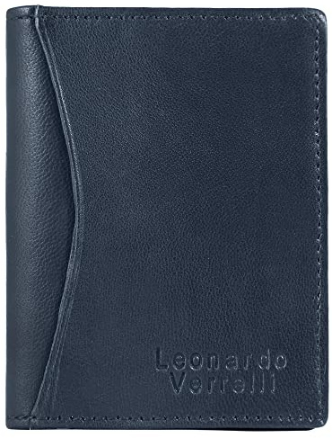LEONARDO VERRELLI Unisex-Kartenetui Leder 9,8x7,5x1,0 cm 3020034 (dunkelblau)