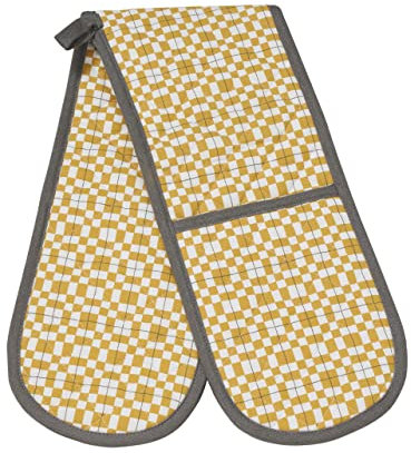 Penguin Home Heat Resistan Double Oven Gloves,Recycled Cotton Oven Mitt & Potholder for Home Cooking - Maximum Heat Protection/Kitchen Accessories, 400 GSM/Grey & Orange, Size (18x90 cm)
