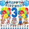 Paw Luftballon Geburtstag Deko 3 Jahre Jungen Mädchen -Hund Patrol Geburtstagsdeko 3 Jahr Ballon Deko 3. Geburtstag Folienballons Happy Birthday Girlande Cake Topper für Kindergeburtstag Party Deko
