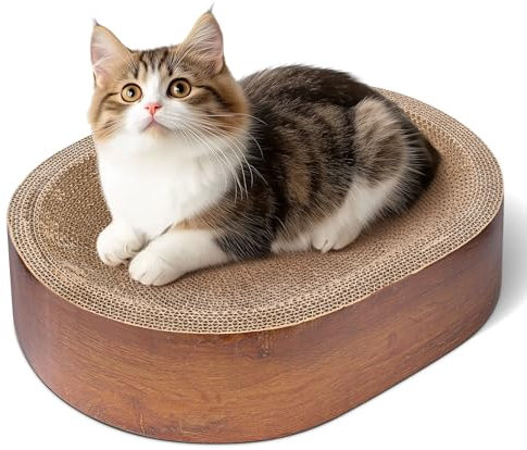 ComSaf Cat Scratcher - Durable Cardboard Scratching Board, Oval & Circle Scratch Pads for Furniture Protection & Claw Health
