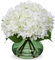 Oairse Hydrangea Artificial Flowers with Vase Silk Faux Hydrangea Flower in Glass Vase with Faux Water Green Faux Flower Arrangement for Home Bathroom Living Room Wedding Centerpiece Spring Decoration
