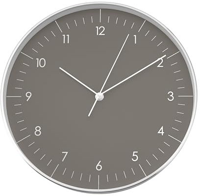 LUUK LIFESTYLE Schlichte Quarz Wanduhr mit geräuschlosem Uhrwerk, skandinavisches & modernes Design, Dekoration für Wohnung, Haus, Büro, in dunkelgrau, Silber