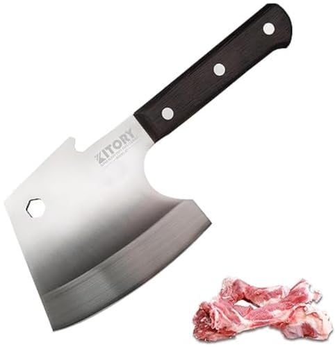 Kitory Hackmesser 15 cm Klinge, Küchenbeil für gefrorenes Fleisch und große Knochen, Extrem Scharf Metzgermesser, Edelstahl Hackbeil, Full Tang Knochenbeil, cleaver knife