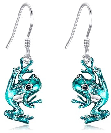 ONEFINITY Frosch Ohrringe 925 Sterling Silber Grün - Frosch Schmuck für Damen
