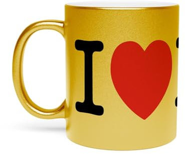 Fabulous I Love New York USA - Tazza dorata in ceramica cromata, 325 ml