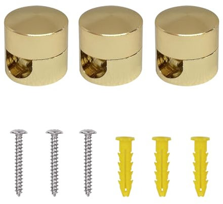 3pcs Cord Anchors, Aluminium Wall And Ceiling Pins, Cable Anchors, Wire Cable Cord Fixture Hook Cable Clip, Cord Organizers Charger Cable Management Clips with Wall Plugs And Screws, Gold