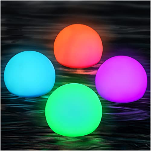 JONRRYIN Luces Flotantes, 4 piezas Iluminación Piscina, Luz de Piscina LED Impermeable IP68 con Control Remoto, 16 RGB Cambio de Color LED Ball Luz para Regalo para Niños, Piscina, Estanque, Fiesta