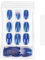Healeved 24piezas Postizas De Uñas Falsas Detachables Con Pegamento Color Azul Para Manicura y Decoración De Uñas Para Salones y Casa