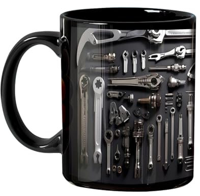 Mechanic Tumbler Cup, Keramik-Kaffeetasse für Herren, hell und bunt, robust und hitzebeständig, 6,3 x 5,12 x 4,33 Zoll für Arbeitsbereich, Schlafplatz, Zuhause, Arbeitsplatz