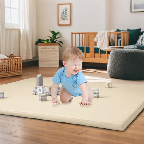 JungleDove Baby Foam Play Mat Indoor: PU Leather 127x127 cm Toddler Padded Play Mat for Playpen - Thick Waterproof Kids Playmat Baby Gym for Crawling