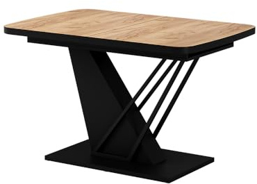 Vicco Esstisch Fenaro, Goldkraft Eiche/Schwarz, 120-160 x 80 cm | ausziehbar, ausziehbar auf 160 cm mit integrierter Einlegeplatte