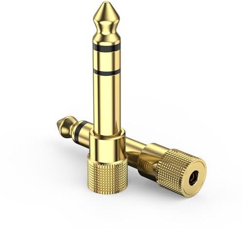 6.35 mm Male to 3.5 mm Female Jack Adapter for Headphone, Guitar, Amplifier | Audio Stereo Adaptor Gold Plated for Keyboard/Digital Piano/Soundcard/Casio Piano/CD Player