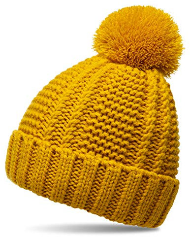 Caspar MU127 Gefütterte Damen Bommelmütze, Farbe:curry, Größe:One Size