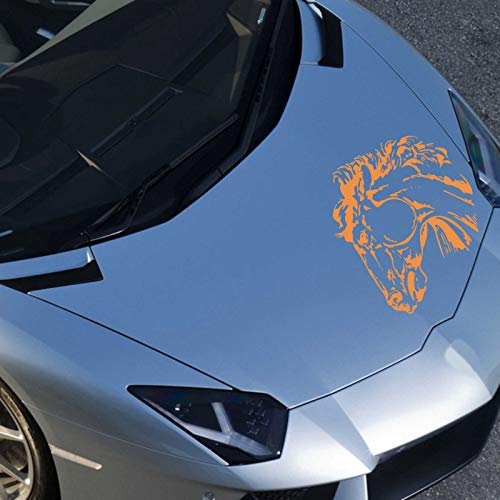 INDIGOS UG - Auto Aufkleber Pferdekopf 40cm x 43cm orange - Heckscheibenaufkleber - Autoaufkleber lustig - Tuning - Spoiler - Sticker Wohnmobil