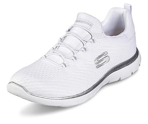 Skechers Women's Summits Fast Attraction Trainers,White Mesh Silver Trim,6 UK