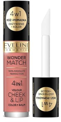 Eveline Cosmetics Wonder Match Flüssiges Rouge und Lippenstift - Vielseitige Dual-Use vegane Formel mit Squalan, Peptiden und Niacinamid in 3 Nuancen