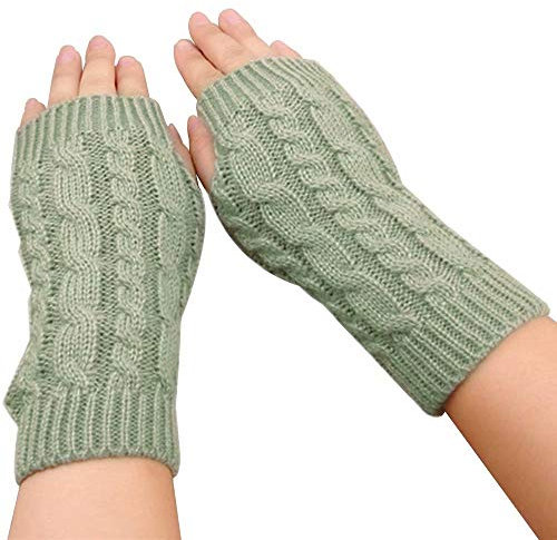 LCHULLE 1 Paar Fingerlose Handschuhe, warme Armhandschuhe, Winter, Strick, Häkelhandschuhe, Geschenk für Frauen und Mädchen,Hellgrau