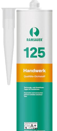 RAMSAUER 125 Handwerk (Linseygrau C433) - 310ml Kartusche, Silikon Dichtstoff für Glasabdichtungen & Fensterbau, Bewegungsfugen im Bad, Anschlussfugen Fenster &Türen, schnellhärtend, nicht korrosiv