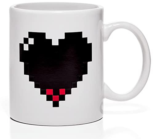 Tasse Qui Change De Couleur avec La Chaleur, Tasse Coeur, Tasse Drole Couple, Tasse A Cafe Design Porcelaine, Tasse Magique Pixel Couleur De Couleur, Tasses De Magie Drôles Sensibles À La Chaleur