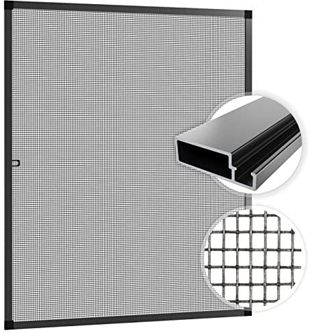 SAMUFLY Fliegengitter 120x140cm Alurahmen anthrazit für Fenster Fliegennetz Insektenschutzrahmen Mückenschutz Insektenschutzgitter